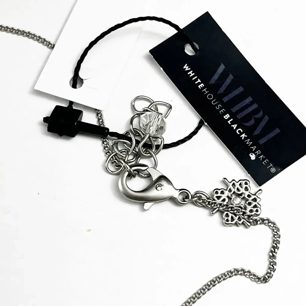 NEW White House Black Market Silver Chain & CZ Necklace